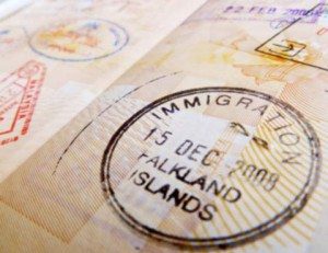 Visa stamp falkland Islands in passport