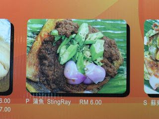 Stingray menu, Kuala Lumpur