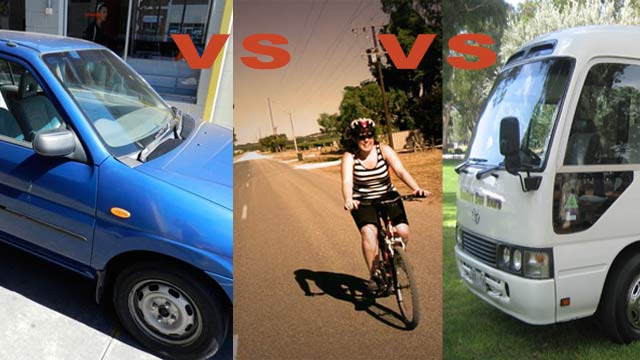 Car vs Bike vs Tour bus