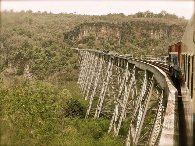 Crossing Gokteik Viaduct on the crazy train! Myanmar Railways (Video)