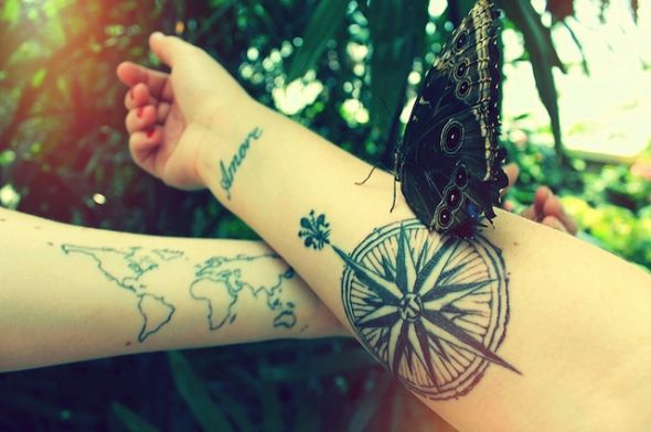 Travel Tattoo Ideas - world and compass