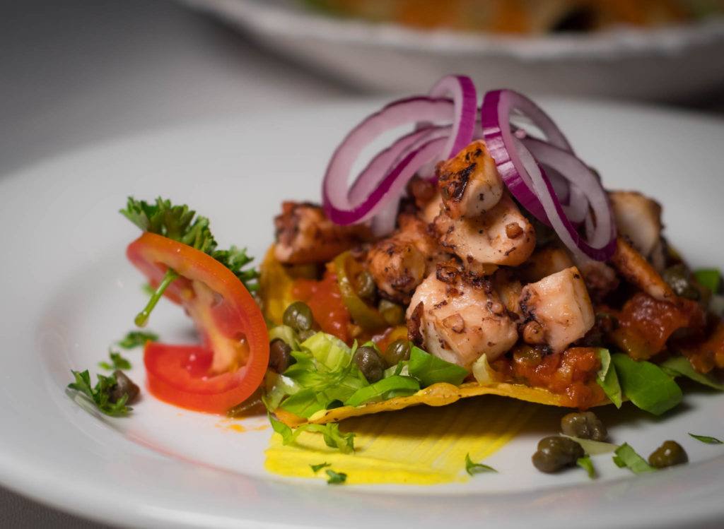 Belize Food: Octopus Tostada - Palmilla Restaurant @ Victoria House Belize