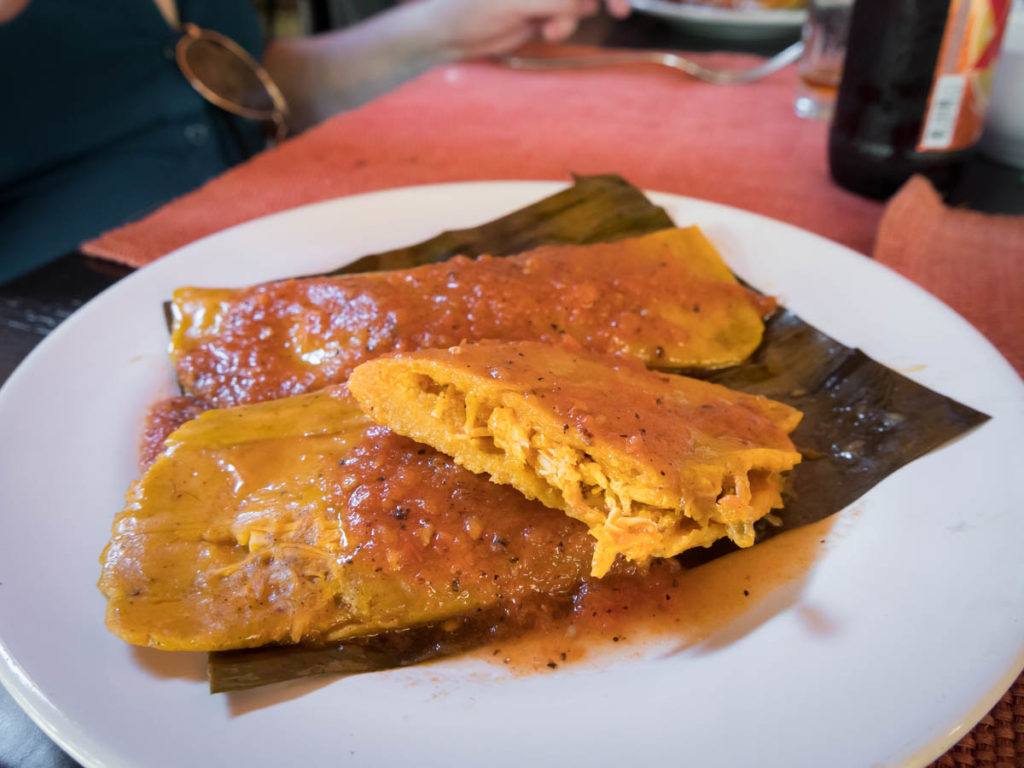 Tamales stuffed with chicken