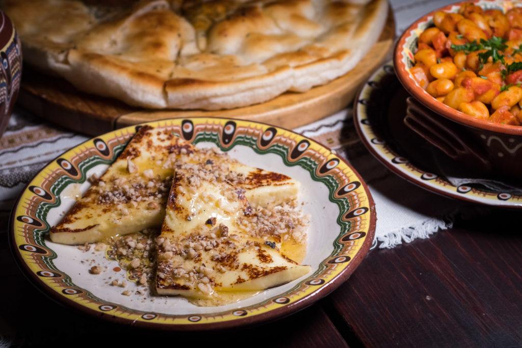 Traditional Bulgarian Food | Bulgarian Cuisine: Grilled Kashkaval Cheese With Honey & Walnuts