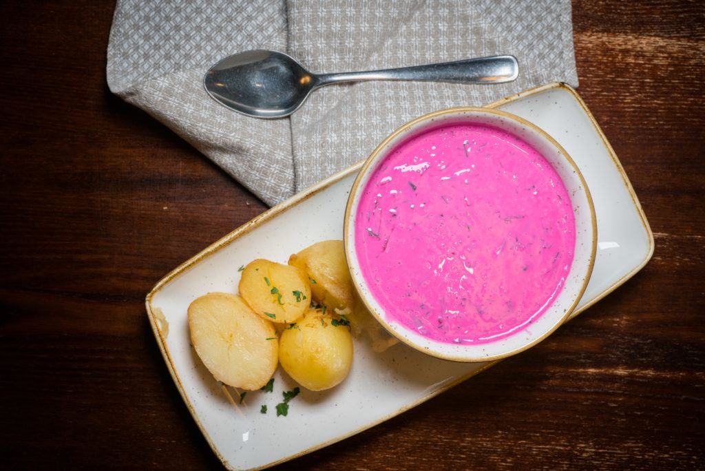 Food In Lithuania | Traditional Lithuanian Food in Vilnius: Šaltibarščiai - Lithuanian Borscht (Cold Beetroot Soup)