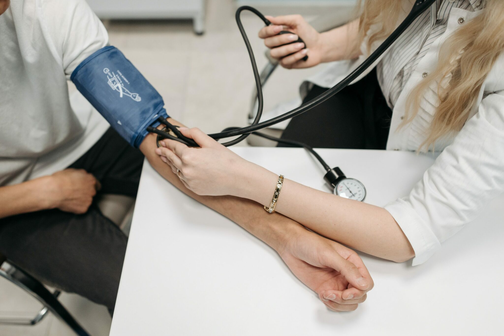 Photo by Pavel Danilyuk: https://www.pexels.com/photo/a-healthcare-worker-measuring-a-patient-s-blood-pressure-using-a-sphygmomanometer-7108344/