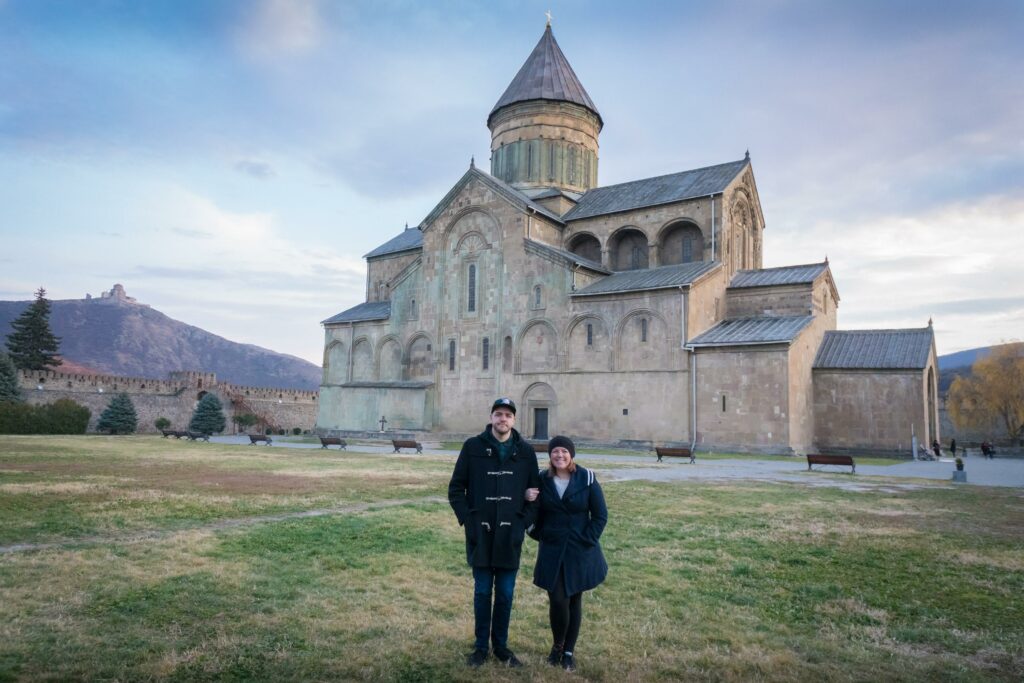 Visiting Svetitskhoveli Cathedral with my little brother. 