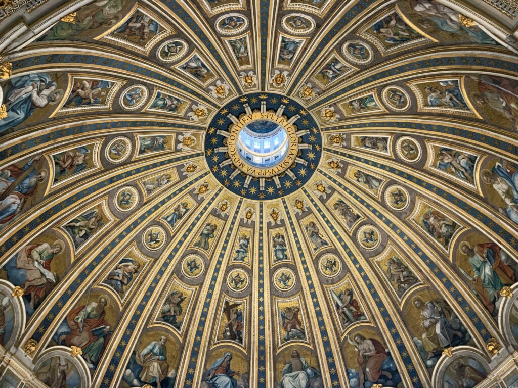 Photo by Bastian Riccardi: https://www.pexels.com/photo/majestic-dome-ceiling-with-fresco-paintings-in-catholic-cathedral-6251682/